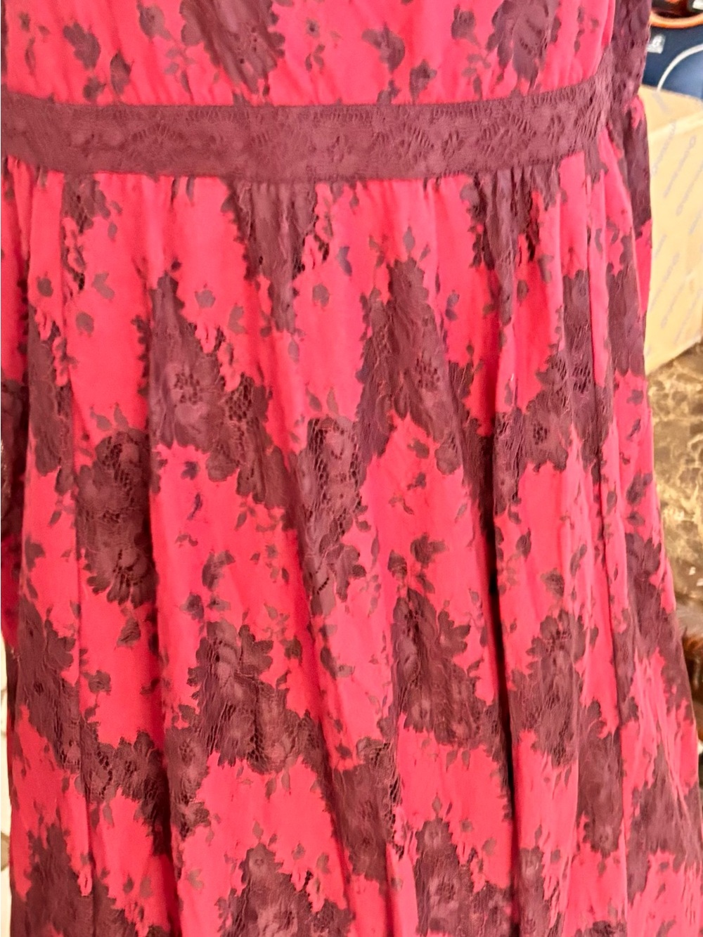 torrid Red Maxi Dress with Dark Lace Overlay
